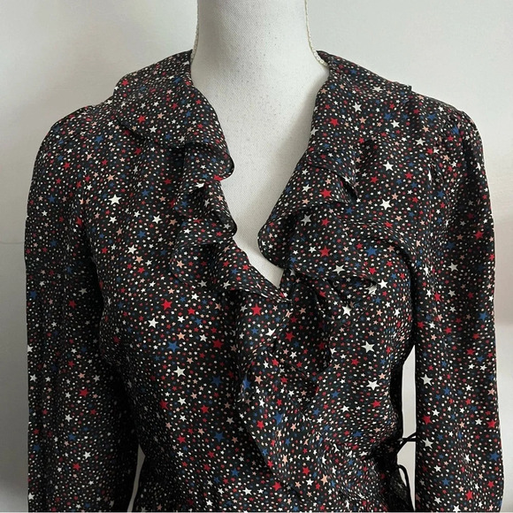 Madewell • Silk Ruffle-Hem Wrap Top in Starry Night - Picture 6 of 11